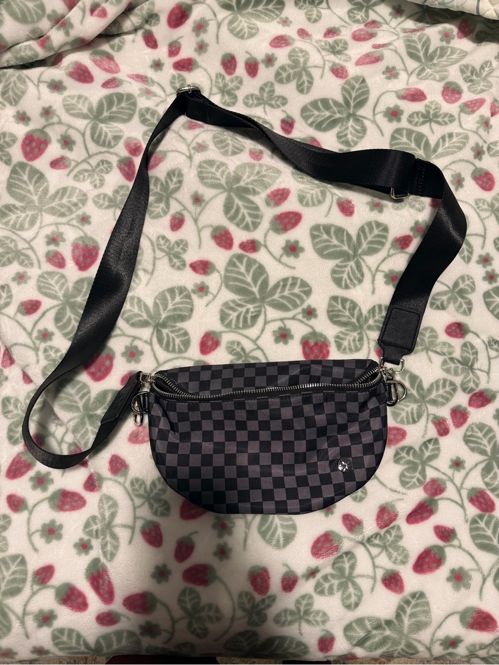Black Checker Crossbody Belt Bag - Unbranded